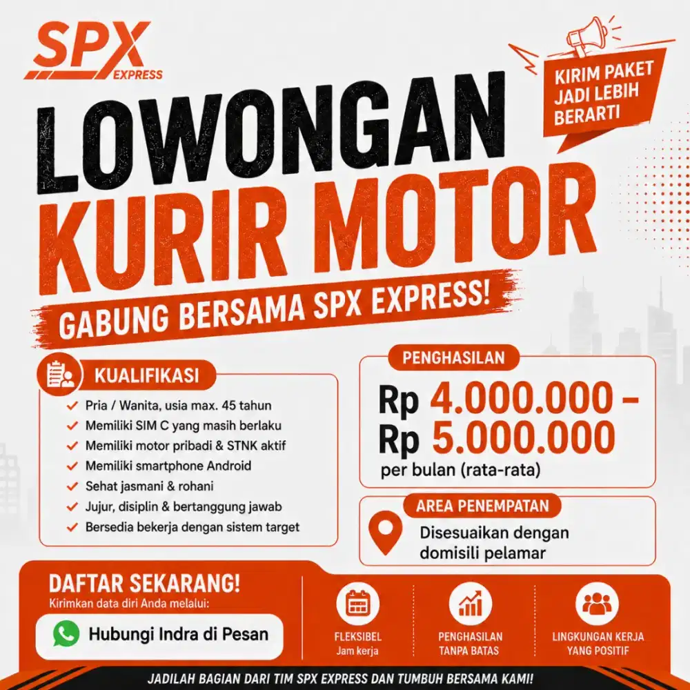 LOWONGAN KERJA KURIR MOTOR SPX