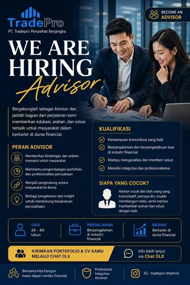 Lowongan Advisor Financial Jakarta | Penghasilan Menarik