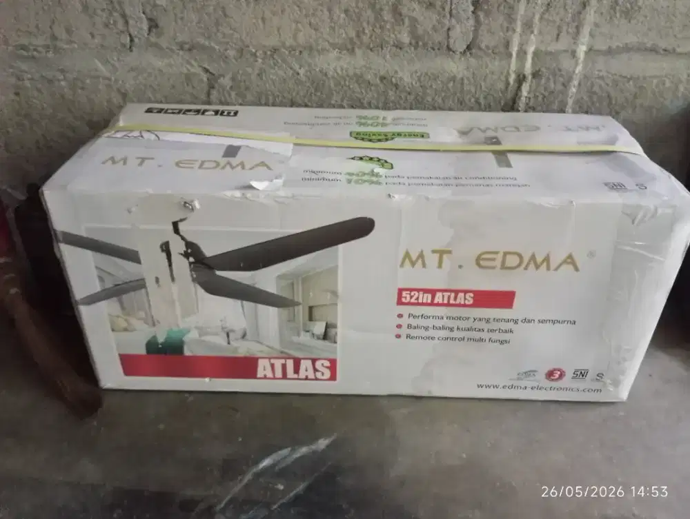 kipas plafon merk mt edma kondisi segel dus gajadi pakai