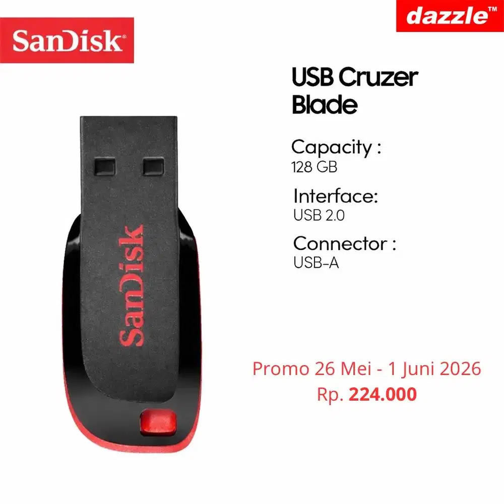 Flashdisk Sandisk 128gb Cruzer Blade