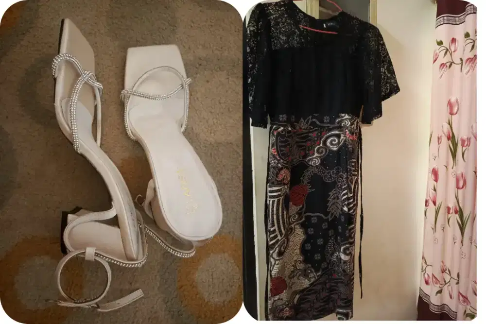 DRES hitam batik+sandal kondangan