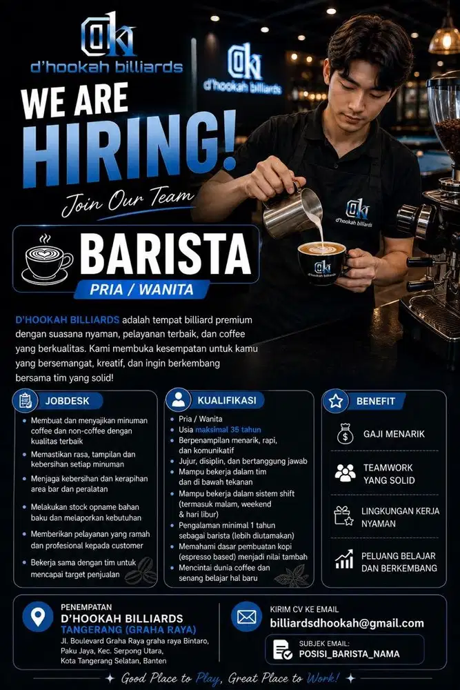 LOWONGAN BARISTA CEWE/COWO