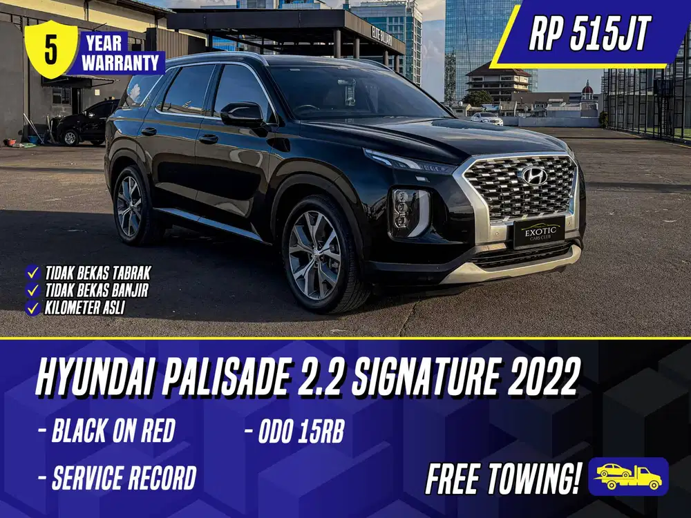 [ GARANSI 5TH ] Hyundai Palisade 2.2 Signature 2022 Black Hitam 2021