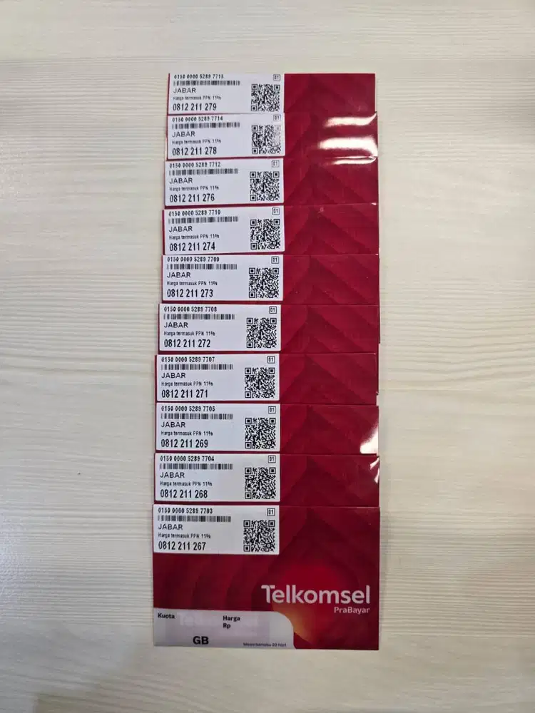 Jual Kartu Perdana Nomor Cantik 10 Digit 260GB setahun