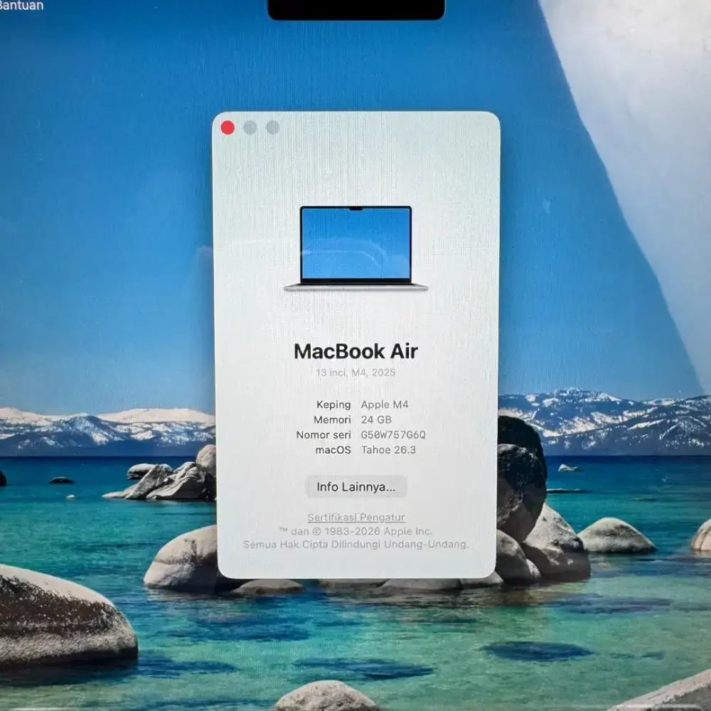 Macbook Air M4 13 Inch Ram 24 Ssd 512 Ibox Sky Blue bh 100 % juli 2026