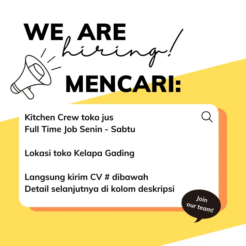 DIBUTUHKAN KARYAWATI Toko Cold Pressed Juice Kelapa Gading