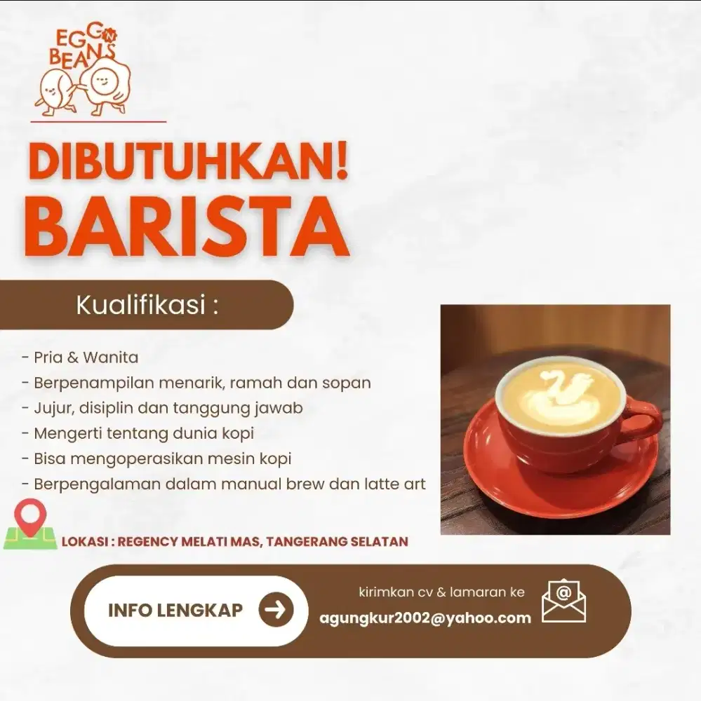 Dibutuhkan Segera Barista Cafe