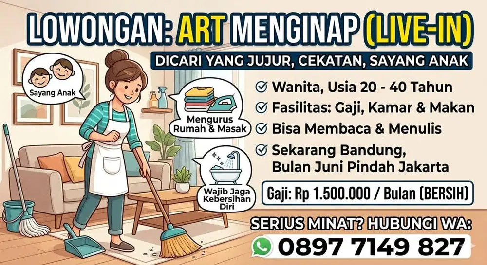 Butuh Cepat ART Wanita Menginap
