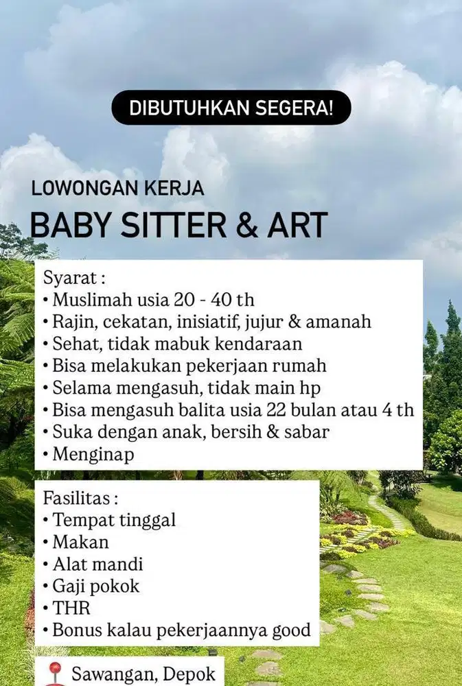 Lowongan Baby sitter/ART
