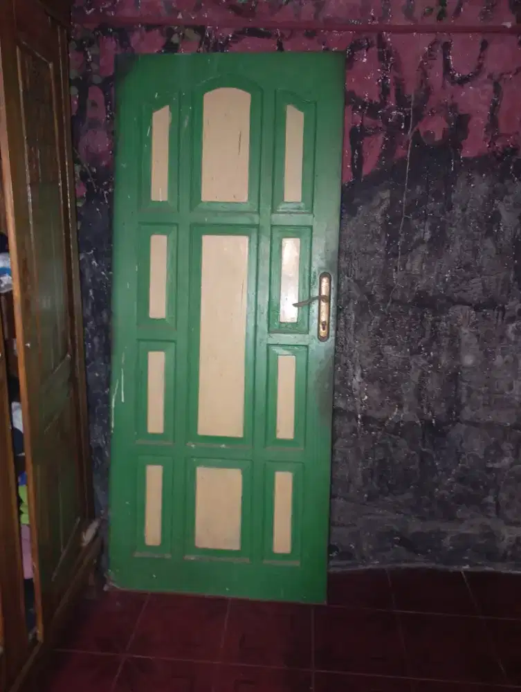 Pintu kayu jati berat asli