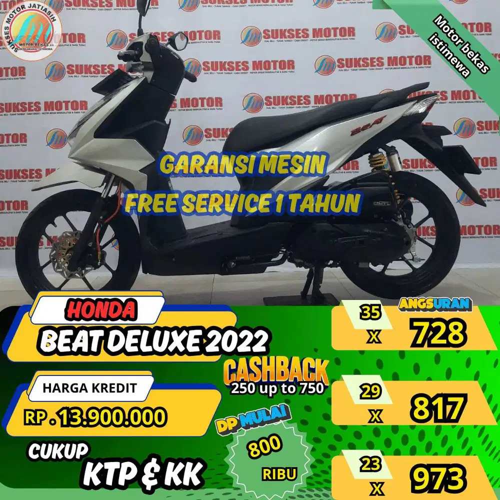 HONDA BEAT DELUXE 2022 DP&ANGSURAN TERMURAHSYRT KTP&KK(SUKSESMOTOR)