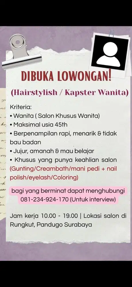 di cari Hairstylish / Kapster wanita