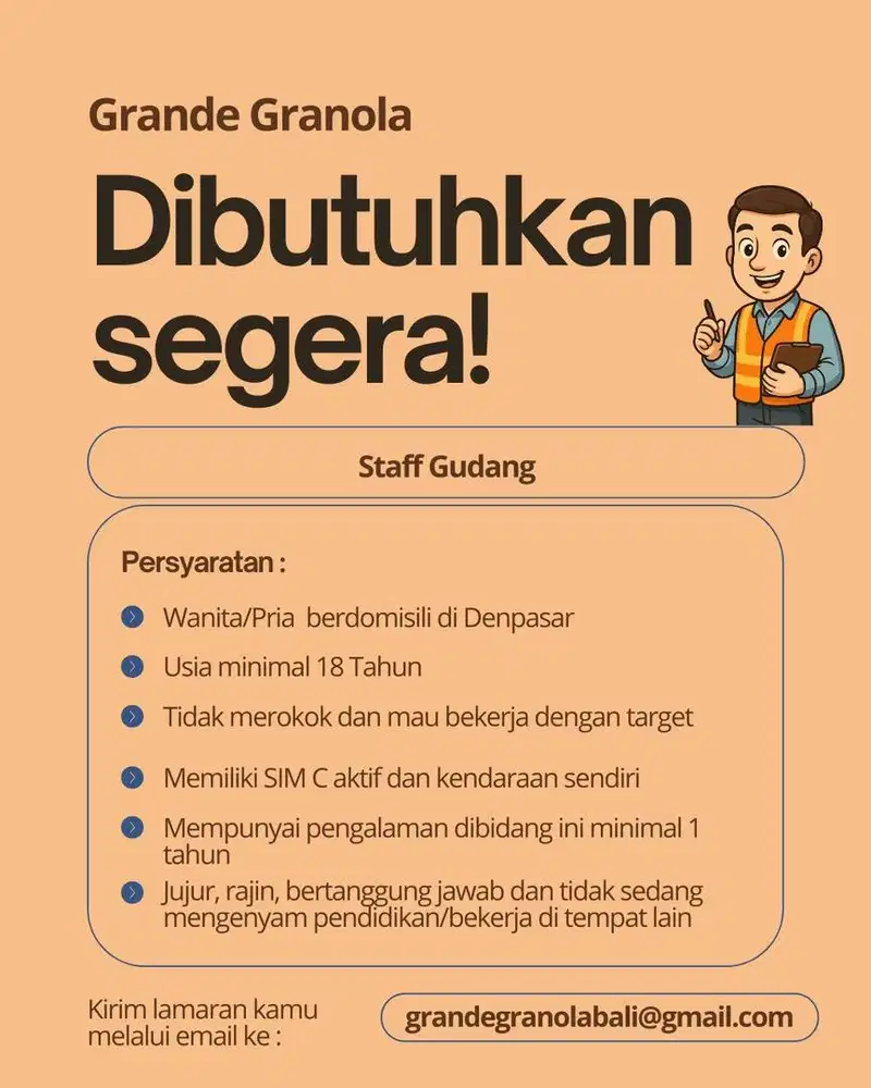 Dicari Staff Gudang