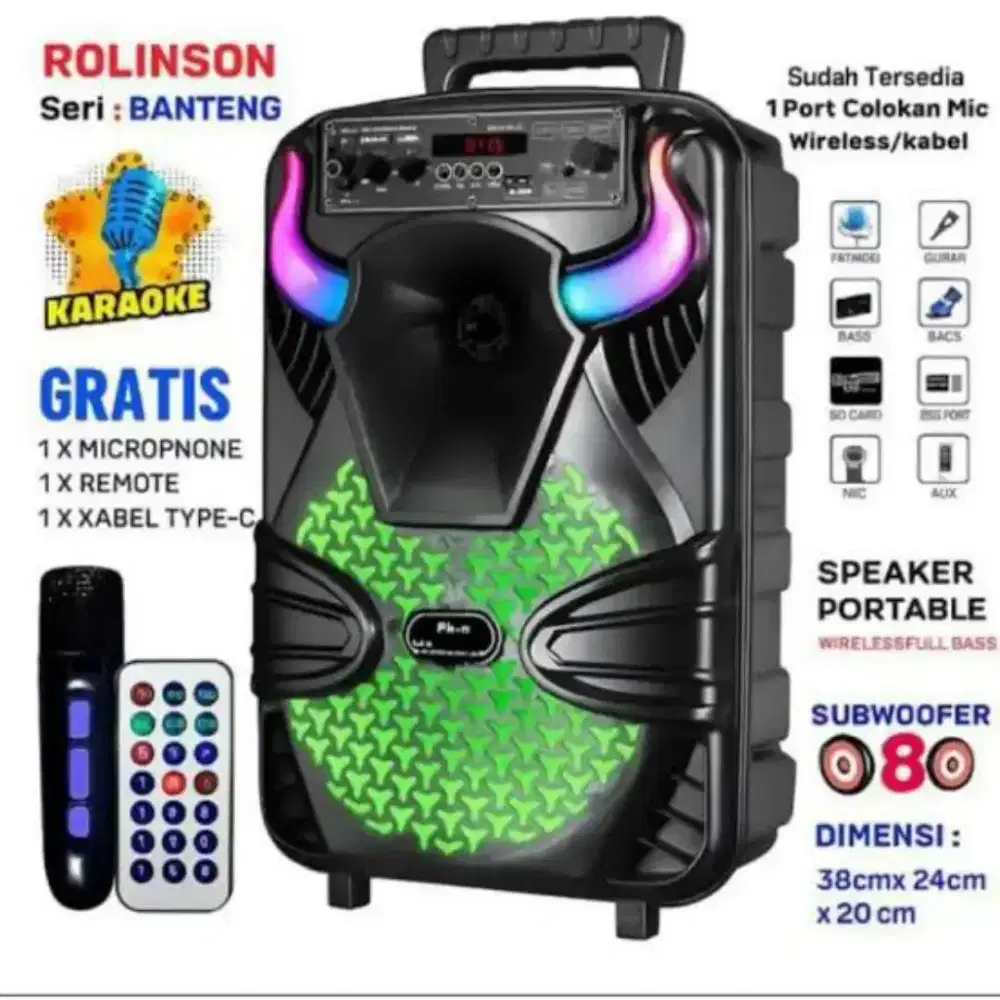 Speaker bluetooth karaoke 8 in wireless