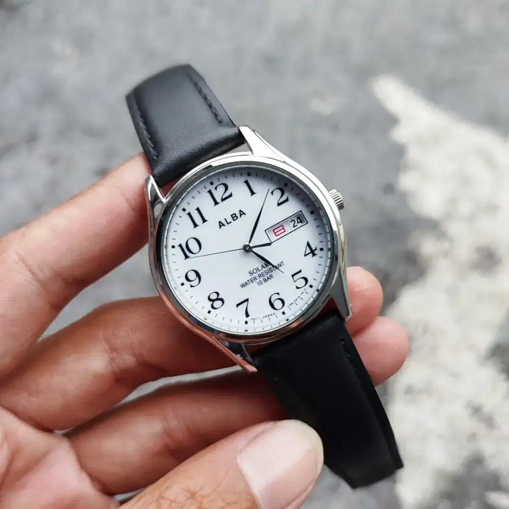 Jam Tangan Alba Solar AEFD543 V158-0AX0 White Dial Military