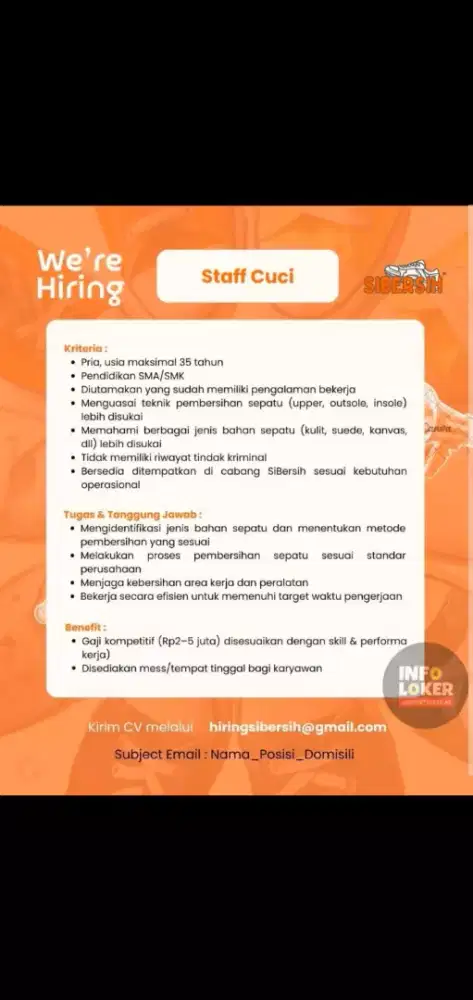 Staff Cuci Dan Antar Jemput Sepatu