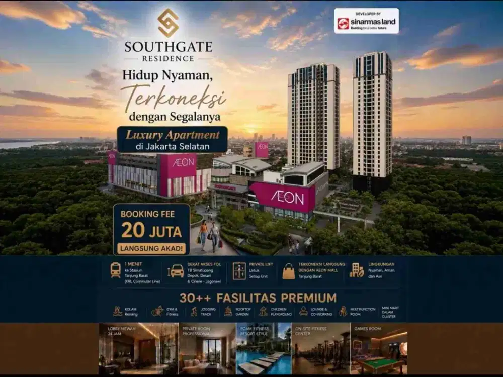 Southgate Residence Tanjung Barat Jakarta Selatan Dekat Aeon Mall Unit Baru Bisa Kpr
