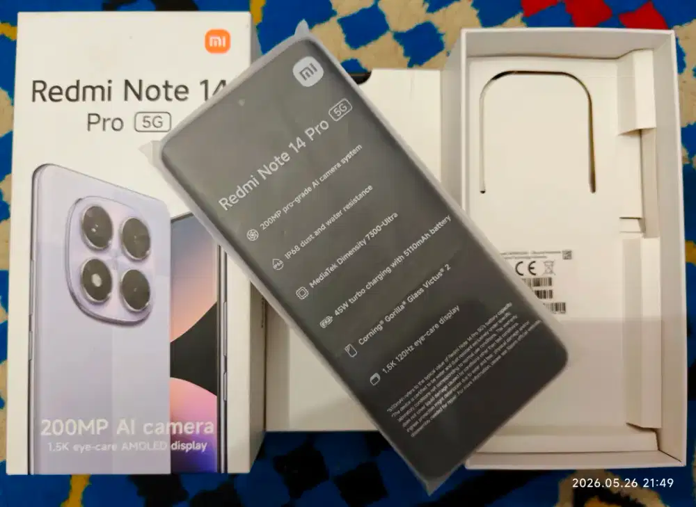 Xiaomi RedmiNote 14 Pro 5G 8/256 Gb Likenew98% Garansi Nov 26 bs TT/BT