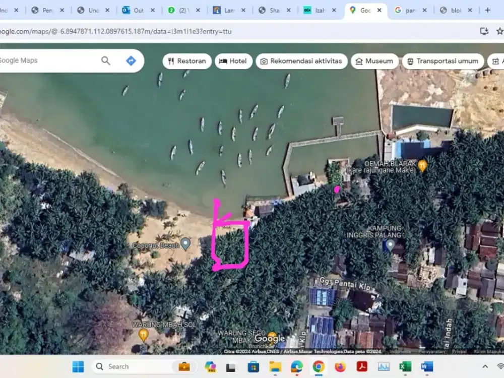 Dijual tanah komersial di dalam obyek wisata Pantai Kelapa Tuban - Jatim