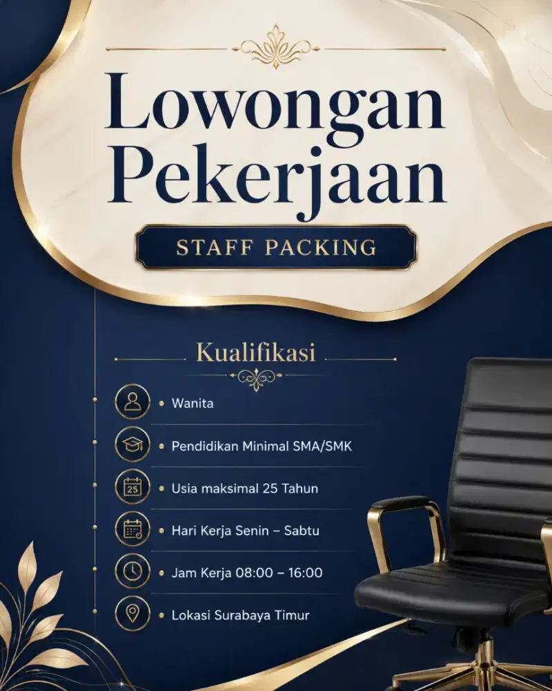 DIBUTUHKAN KARYAWATI BAGIAN STAFF PACKING ONLINE SHOP