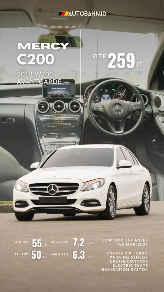 Great Deals! Mercedes Benz C200 Avantgarde 2014 (W205) white 320i 520i