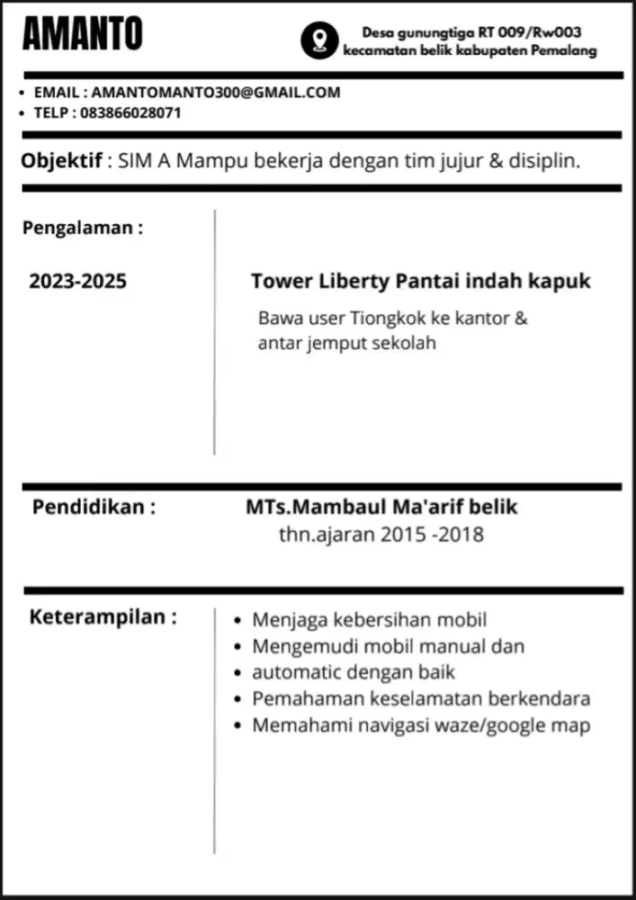 Saya sedang mencari pekerjaan pengalaman sesuai di foto