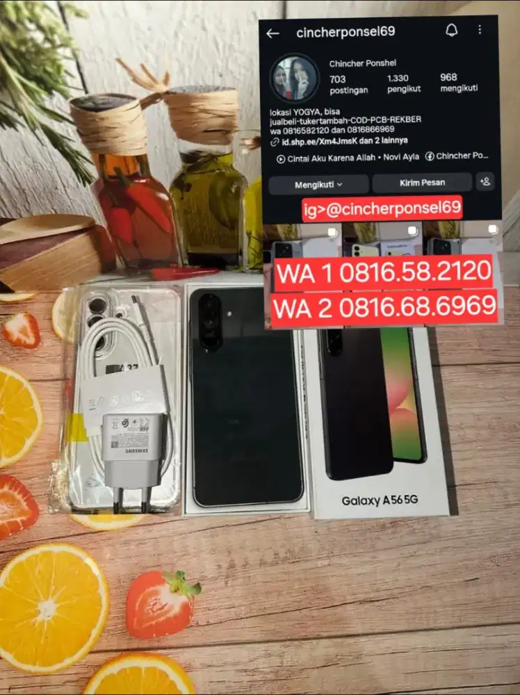 hp likenew SAMSUNG A56 5g 12/256 istimewa grns sampai 2027 fre adaptor