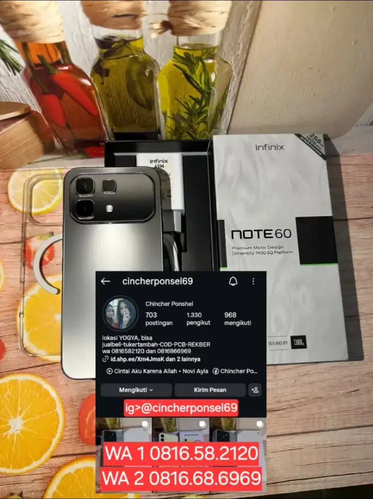 Jual hp Infinix Note 60 16/256 likenew istimewa cuma buat review saja