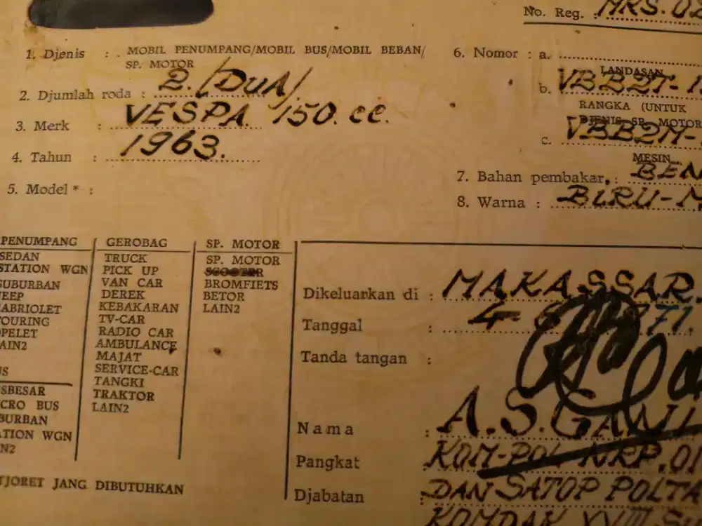 bpkb vespa vbb 1963