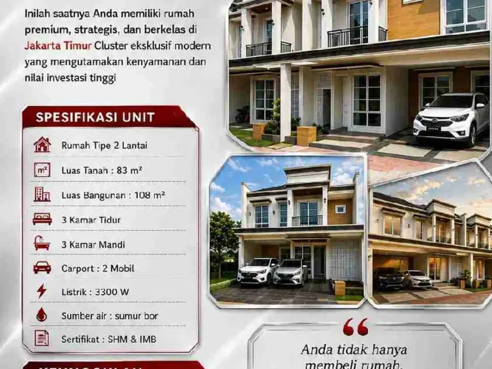 Hunian Exclusive & Terbatas di Bambu Apus – Cipayung, Jakarta Timur
