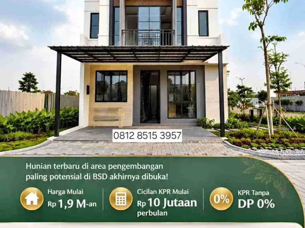 RUMAH 2 LANTAI TERMURAH BSD CITY! CLUSTER CASTILO KPR TANPA DP 6,5X12 2LANTAI!!