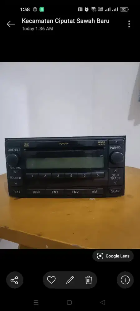Head Unit OEM Toyota Sienta