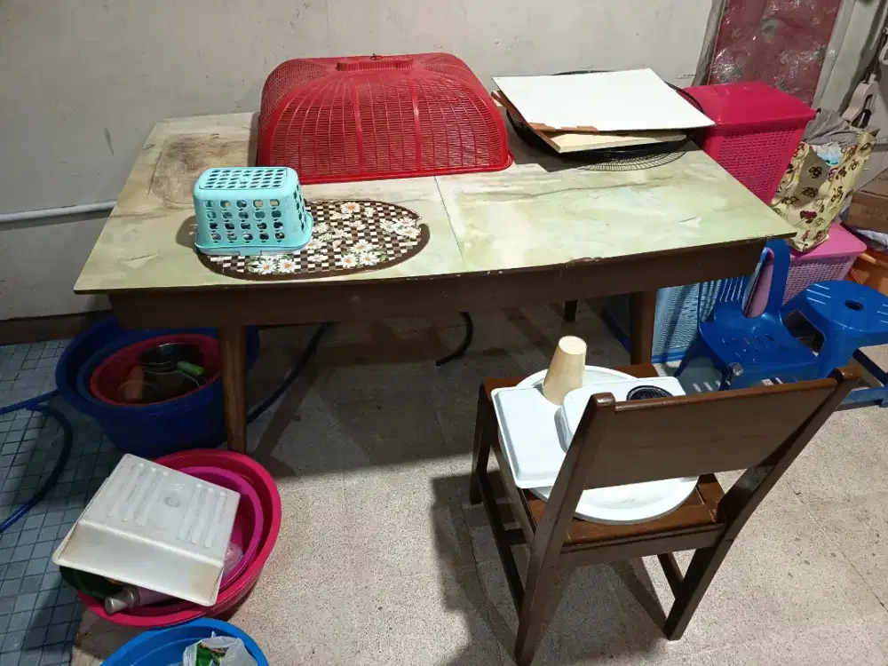 Meja Makan+Kursi Full Kayu Jati Tua Kokoh
