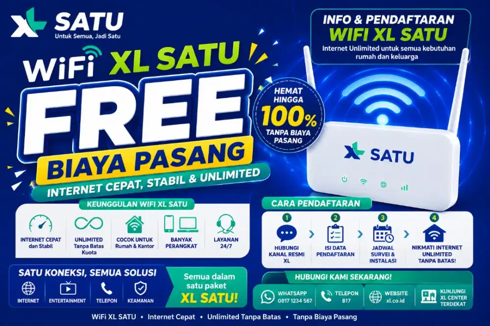 Wifi Xl Satu langsung Pasang Kuota Unlimited