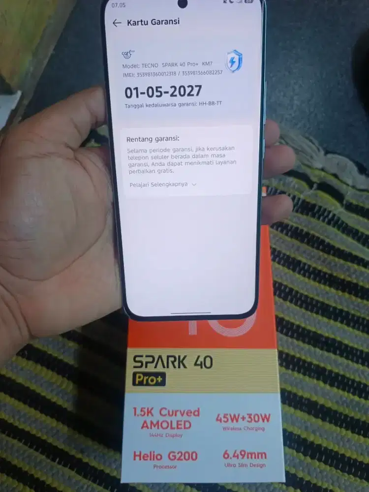 Techno spark 40 pro plus ram 8+8/128 gb layar lengkung amoled fullset