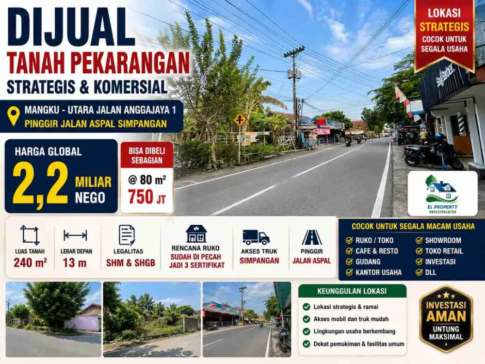 Jual Tanah Pekarangan Strategis Dekat Anggajaya 1 Cocok Ruko & Usaha