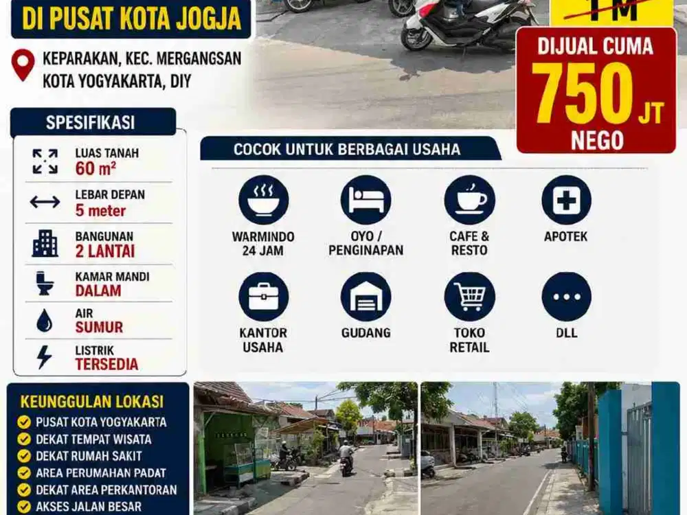 Dijual Ruko 2 Lantai Strategis di Keparakan Kota Yogyakarta