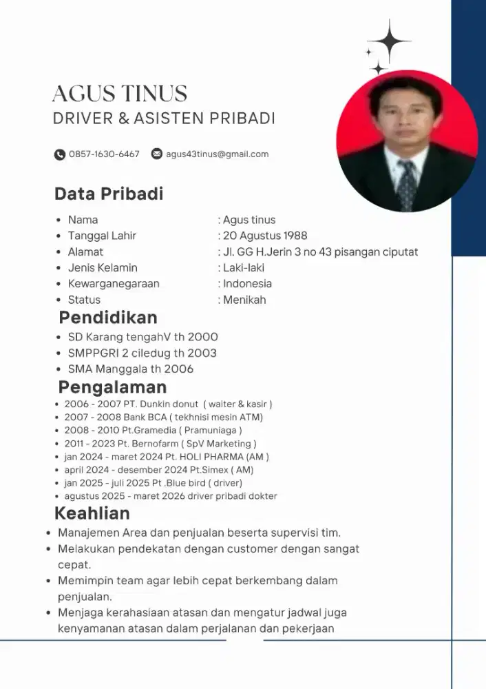 Saya mencari loker Driver pribadi