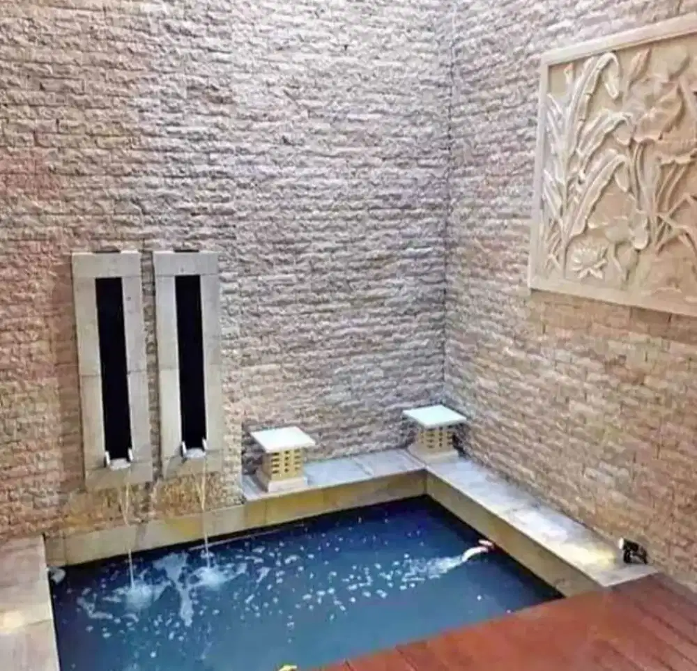 Kolam koi minimalis batu alam