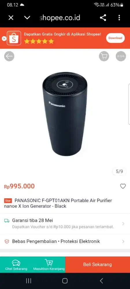 Air Purifier Panasonic Nanoe X Ion Generator Mobil