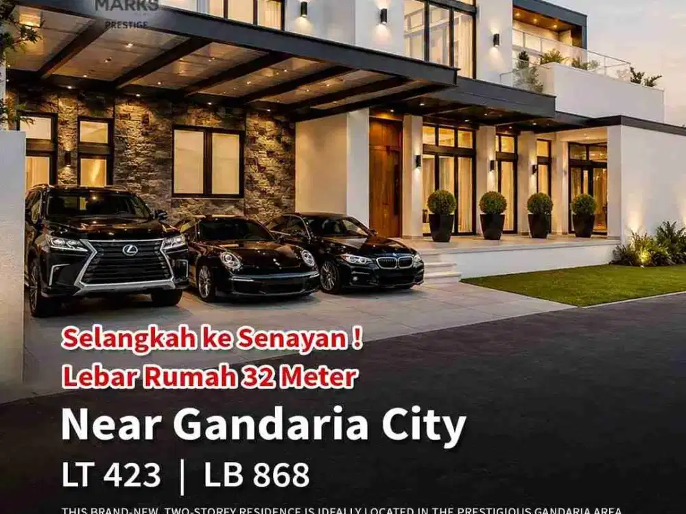 Hunian baru 2 lantai ini berlokasi strategis di kawasan prestisius Gandaria, menawarkan kemewahan, kenyamanan, serta berada di dalam private gated community yang eksklusif.

Lokasi Strategis:

3 menit ke Gandaria City Mall

8 menit ke Pondok Indah Mall

1