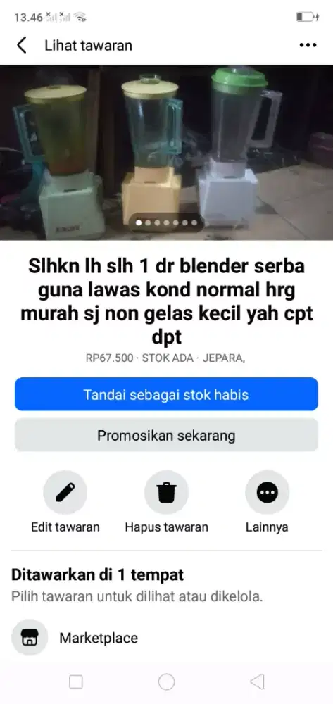 Slhkn plh slh 1 blender berkualitas kond normal hrg murah sj cpt dpt