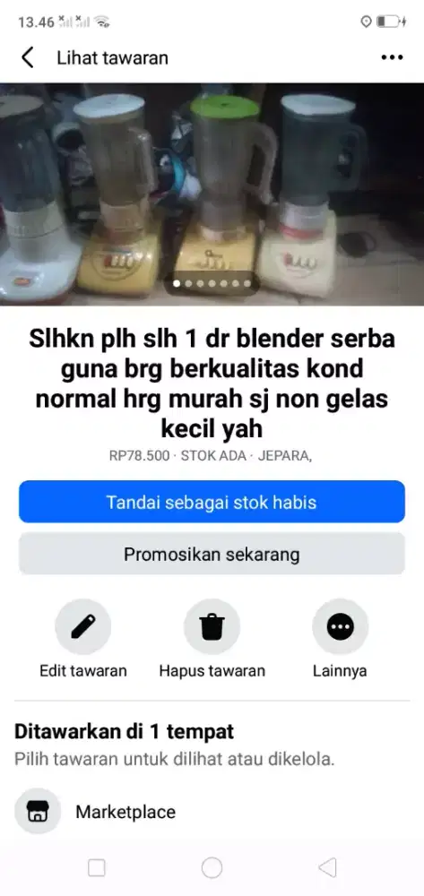 Slhkn plh slh 1 dr blender serba guna kond normal hrg murah sj cpt dpt