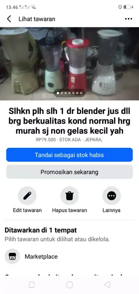 Slhkn plh slh 1 dr blender serba guna kond normal hrg murah sj cpt dpt
