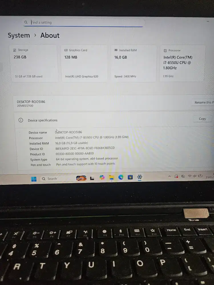 Lenovo Thinkpad L380 Yoga
16/256 
i7 Gen8