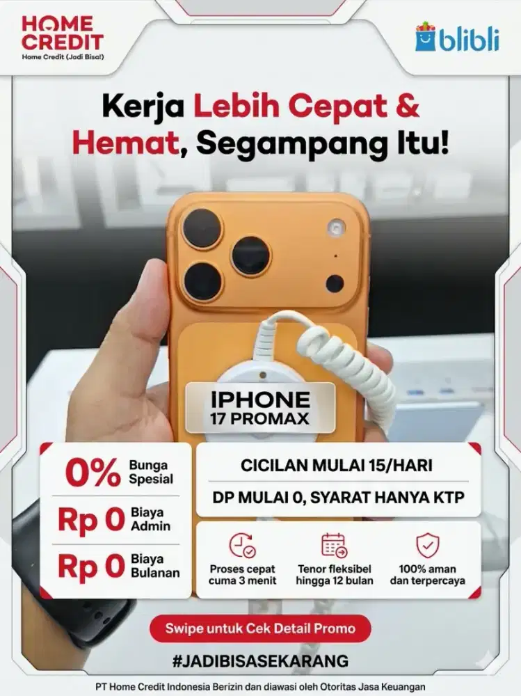 Cicilan iPhone 17 promax 2TB tanpa dp syarat hanya ktp aja