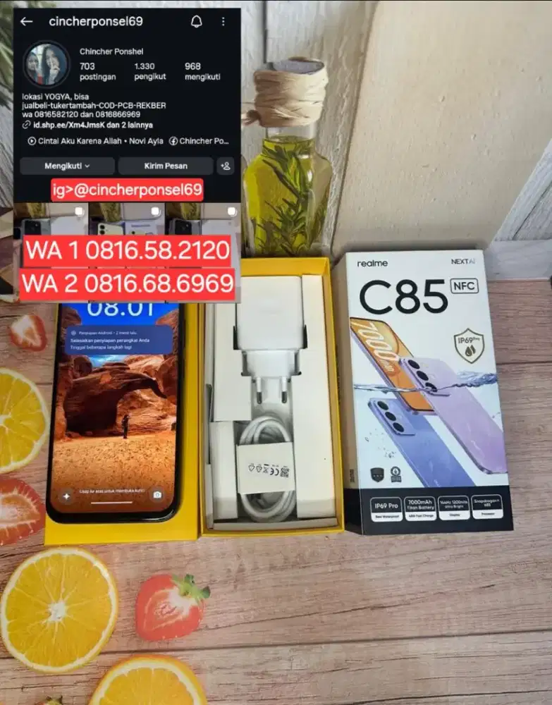 Jual hp likenew Realme C85 NFC 8/256GB istimewa