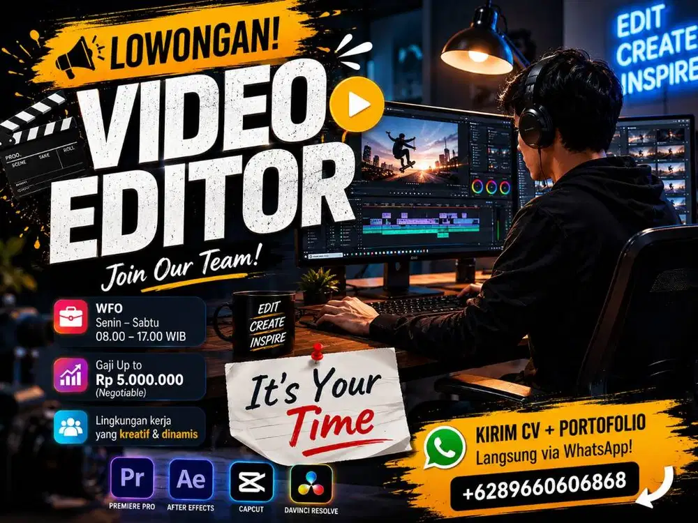 LOWONGAN Video Editor Kreatif & Social Media Content