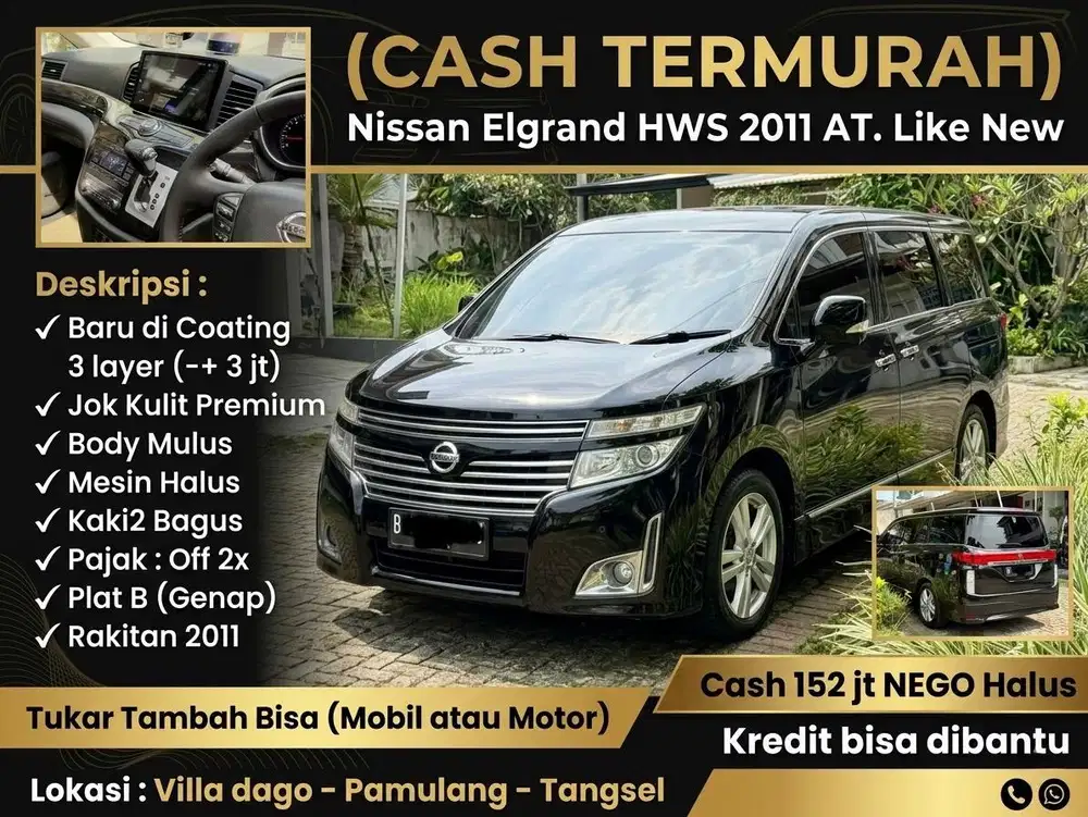 (CASH Like New) Nissan Elgrand HWS 2011 AT. Sangat Terawat