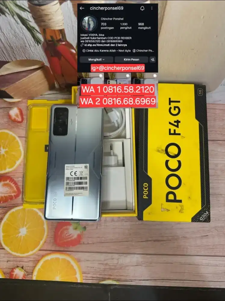 Jual hp likenew poco F4 GT 12/256 istimewa fullset original